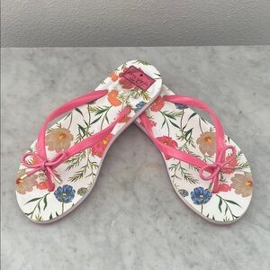 Kate Spade Floral Flip Flops with Pink Straps Size 8